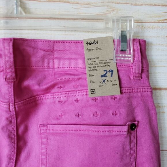 Ksubi Spray On Denim Skinny Jeans Pop Purple Hot Pink Zip Ankle Women's Size 29 - Picture 6 of 10